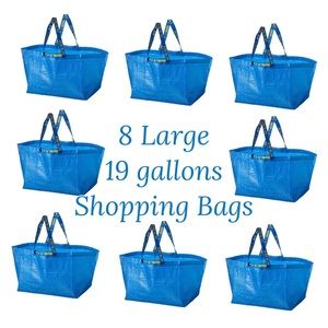 8 Large IKEA Blue Shopping Bags